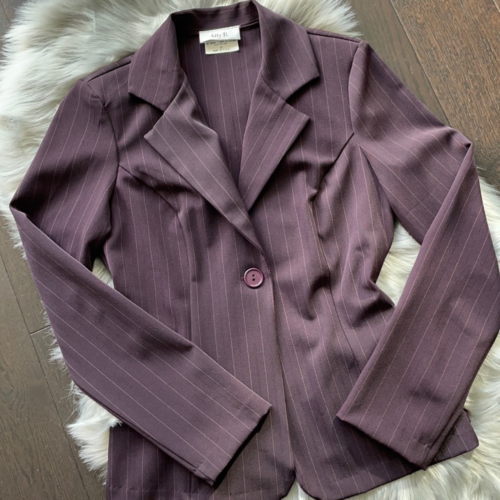 Ally B Purple Pinstripe Fitted Blazer Sz S